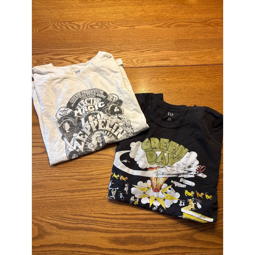 Gap Mens Graphic T-Shirt Bundle Led Zeppelin / Green Day Size XXXL